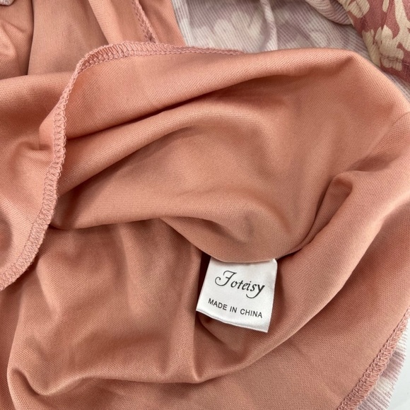 Foteisy Pink Cream Floral Baby Doll Dress Size Large Women's - Picture 6 of 6